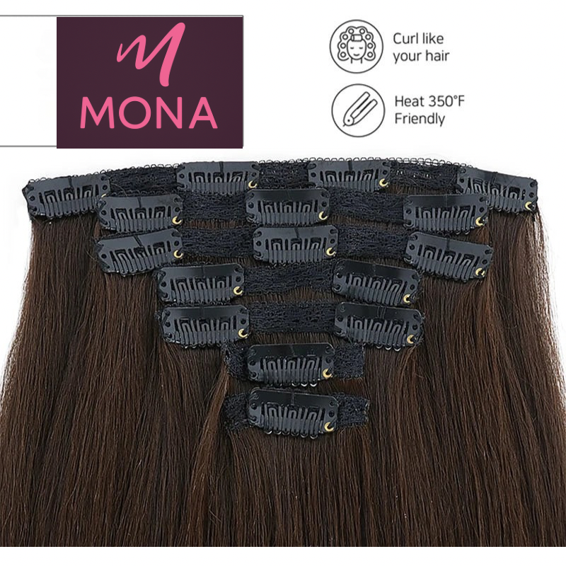 MONA Clip-in Hair Extension 7PCs 24inches150g 16 Clips - Kanekalon Futura Fiber - MONA HAIR 