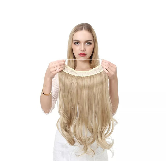 European And American Wig Piece Female Fishline Hair Extension Piece Chemical Fiber Matte High Temperature Silk Long Curly Human Hair - MONA HAIR 