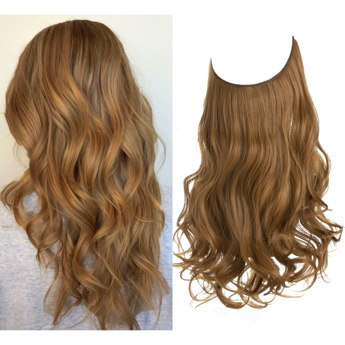 European And American Wig Piece Female Fishline Hair Extension Piece Chemical Fiber Matte High Temperature Silk Long Curly Human Hair - MONA HAIR 