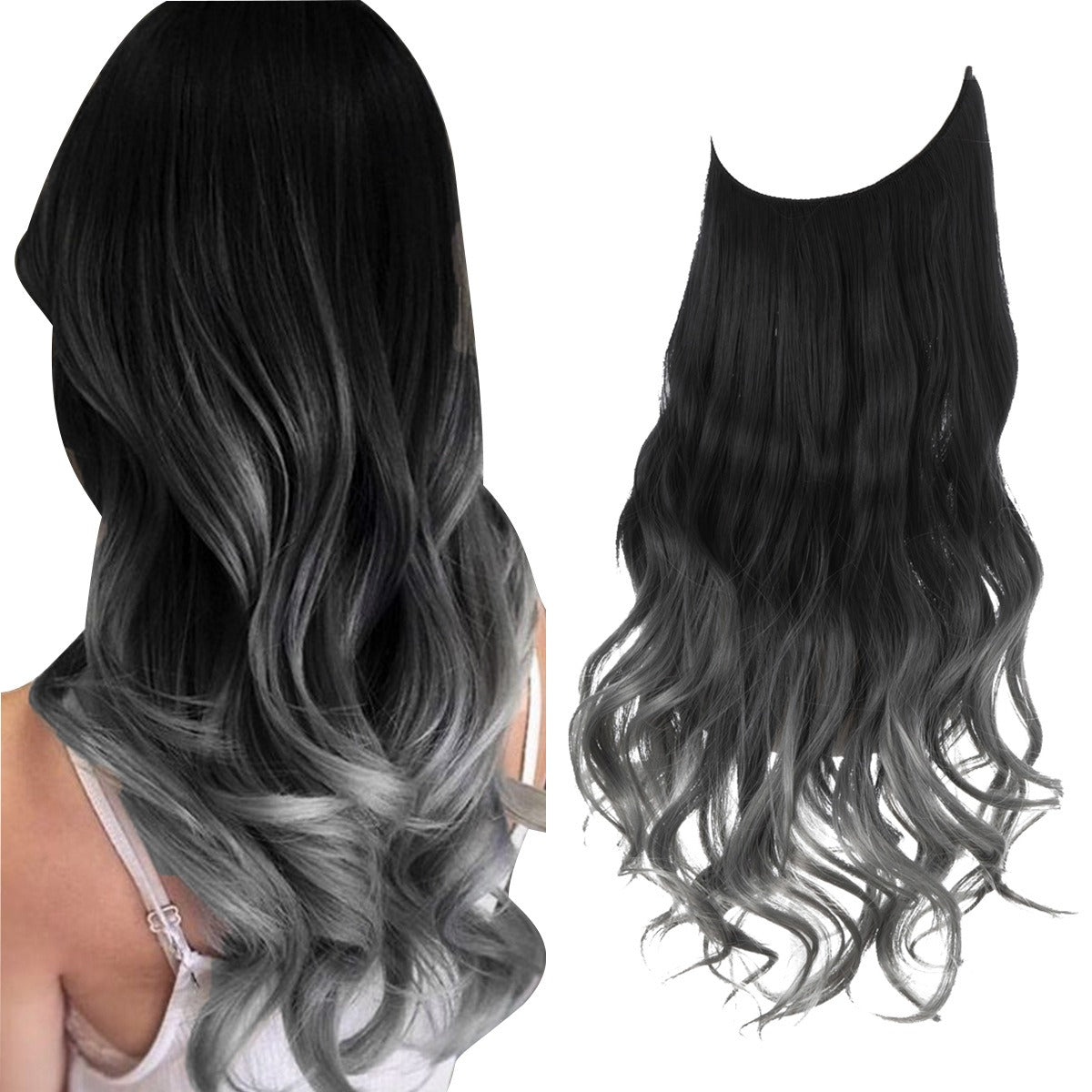 European And American Wig Piece Female Fishline Hair Extension Piece Chemical Fiber Matte High Temperature Silk Long Curly Human Hair - MONA HAIR 