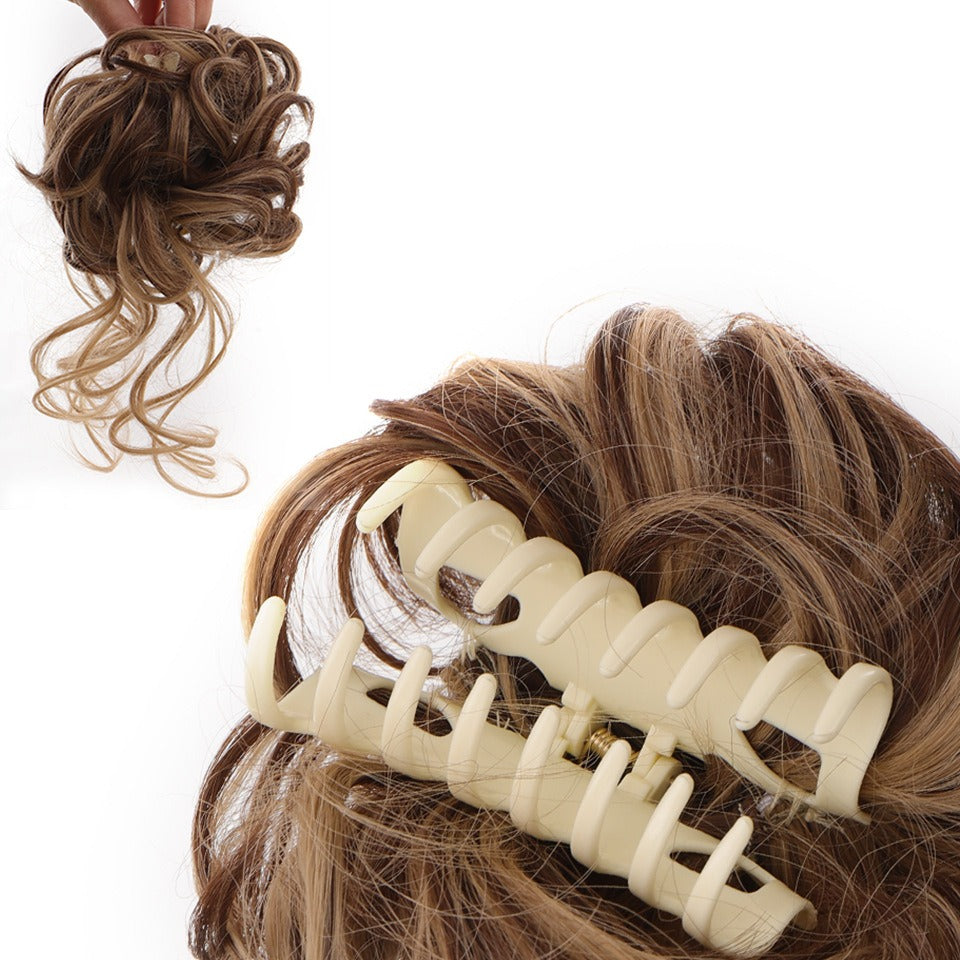Synthetic Messy Curly Claw Hair Bun Chignon Hair Extensions Scrunchy Fake False Hair With Tail for Women Hairpieces - MONA HAIR 