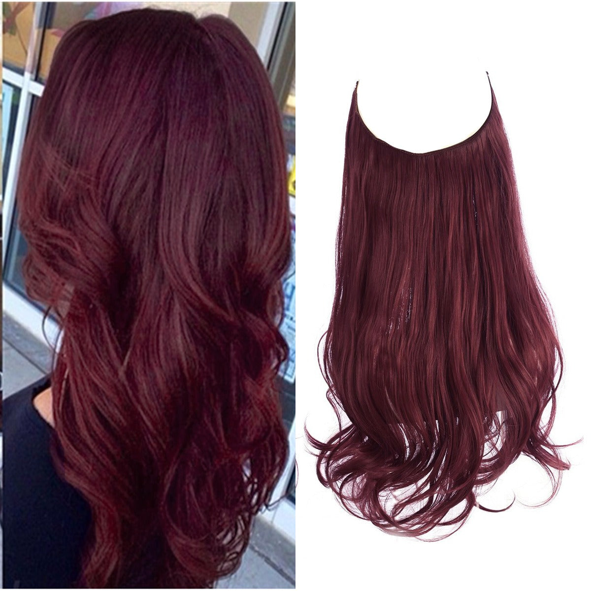 European And American Wig Piece Female Fishline Hair Extension Piece Chemical Fiber Matte High Temperature Silk Long Curly Human Hair - MONA HAIR 