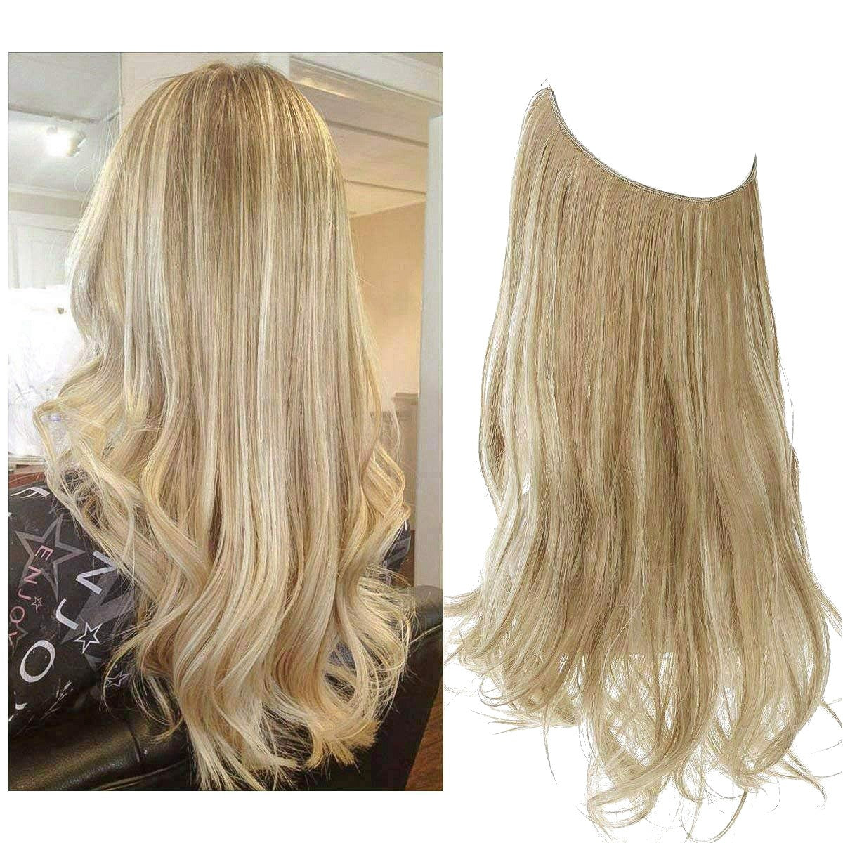 European And American Wig Piece Female Fishline Hair Extension Piece Chemical Fiber Matte High Temperature Silk Long Curly Human Hair - MONA HAIR 