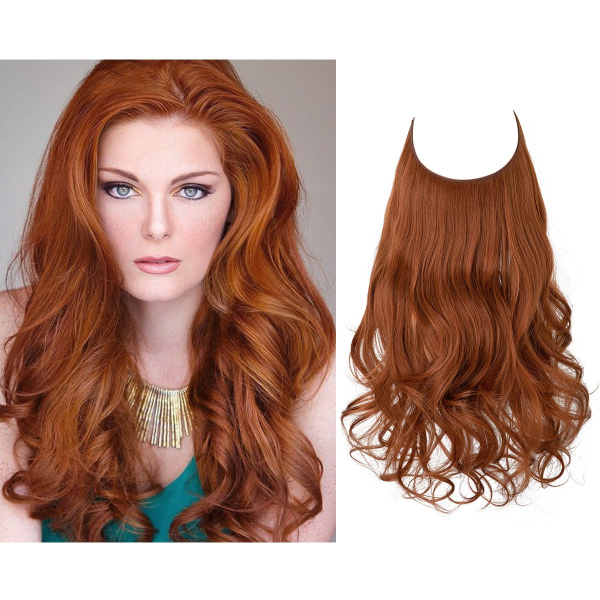 European And American Wig Piece Female Fishline Hair Extension Piece Chemical Fiber Matte High Temperature Silk Long Curly Human Hair - MONA HAIR 