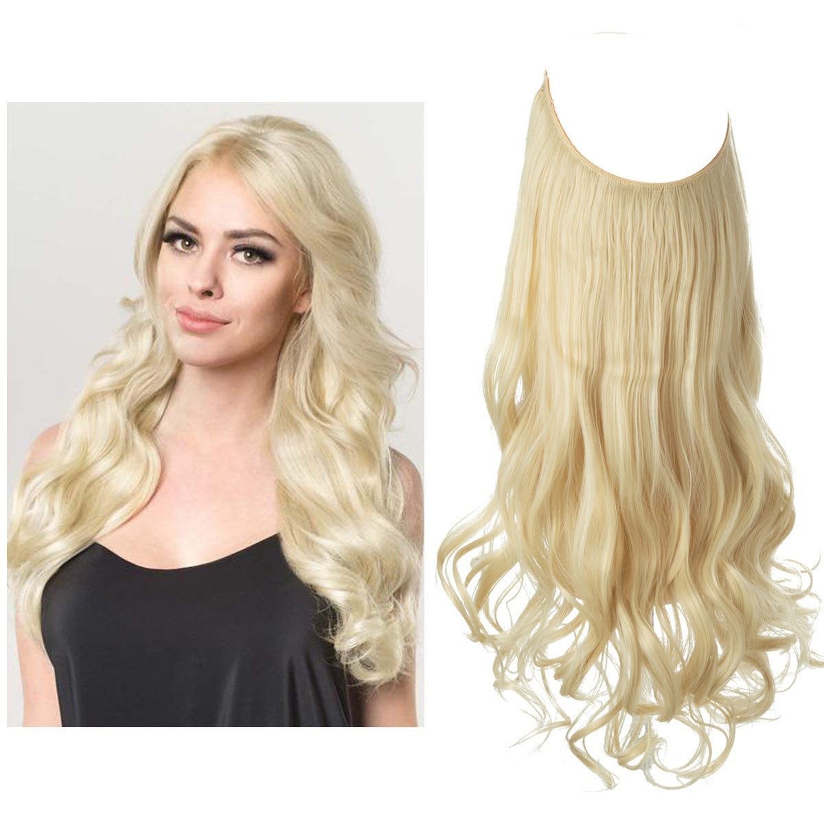 European And American Wig Piece Female Fishline Hair Extension Piece Chemical Fiber Matte High Temperature Silk Long Curly Human Hair - MONA HAIR 