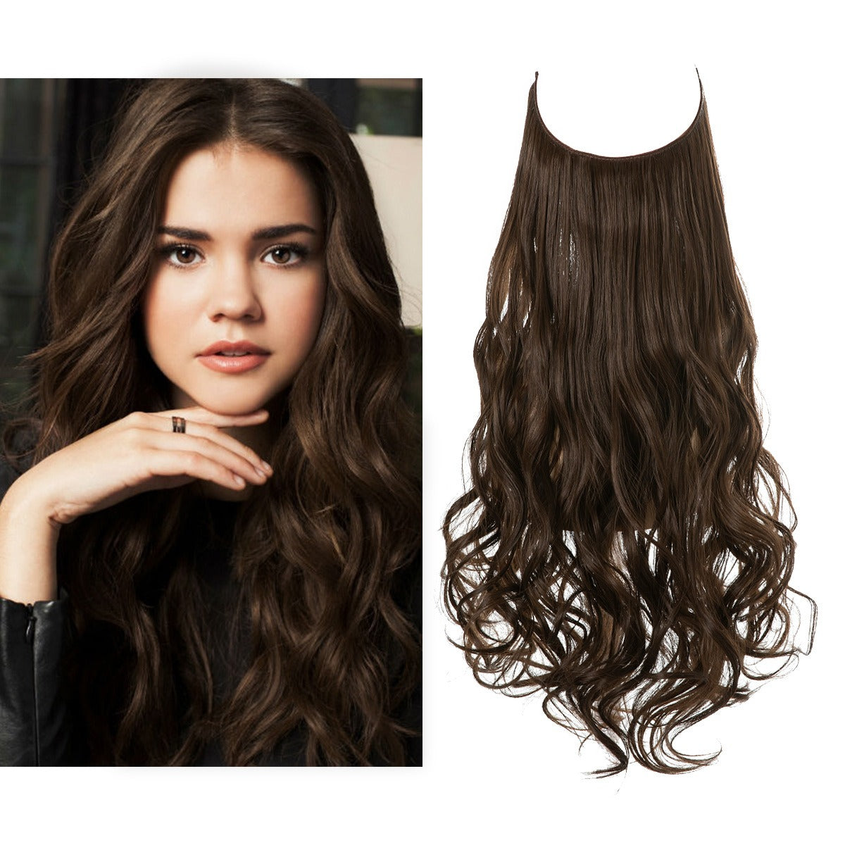 European And American Wig Piece Female Fishline Hair Extension Piece Chemical Fiber Matte High Temperature Silk Long Curly Human Hair - MONA HAIR 