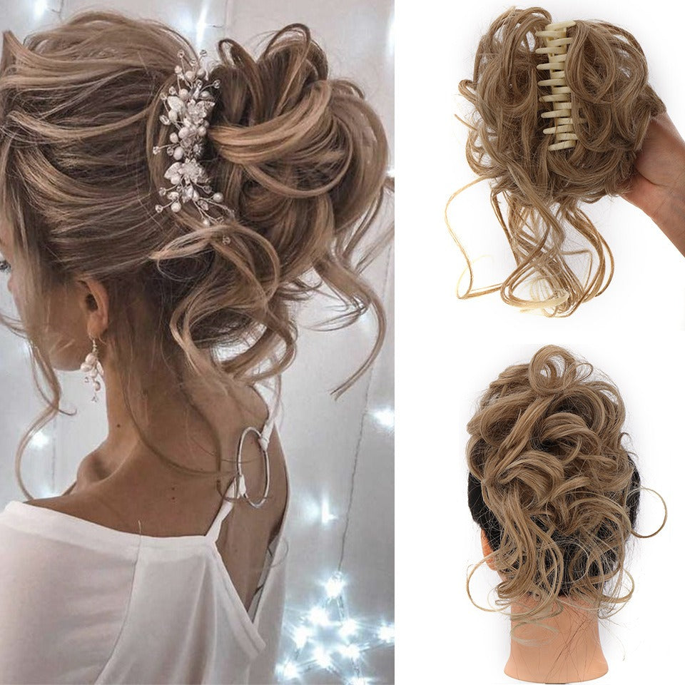 Synthetic Messy Curly Claw Hair Bun Chignon Hair Extensions Scrunchy Fake False Hair With Tail for Women Hairpieces - MONA HAIR 