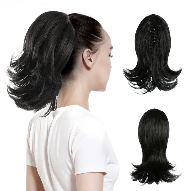High Quality Synthetic Claw Clip In Hairpiece Lady Ponytail Hair Extension Fake Hair Wavy Overhead Tail Blonde Smooth Horsetail - MONA HAIR 