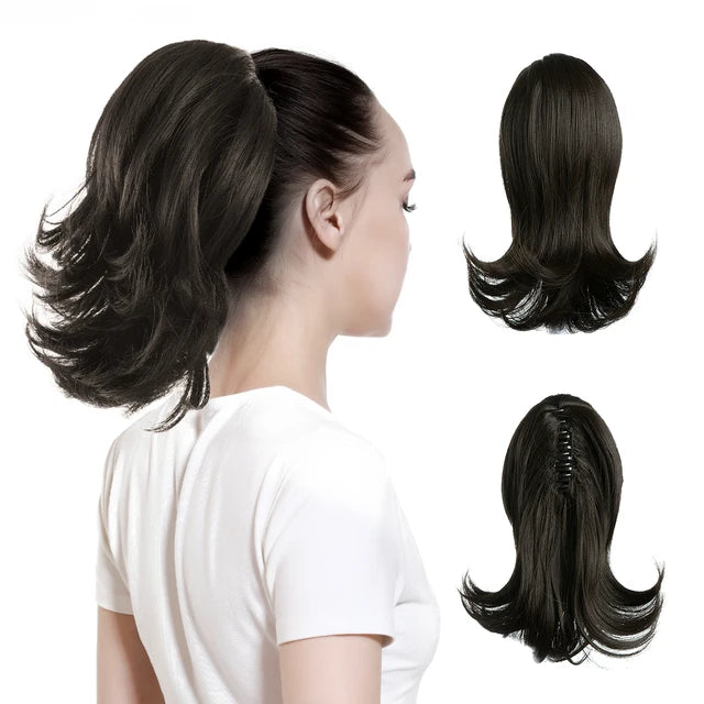 High Quality Synthetic Claw Clip In Hairpiece Lady Ponytail Hair Extension Fake Hair Wavy Overhead Tail Blonde Smooth Horsetail - MONA HAIR 