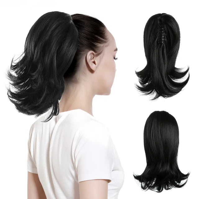 High Quality Synthetic Claw Clip In Hairpiece Lady Ponytail Hair Extension Fake Hair Wavy Overhead Tail Blonde Smooth Horsetail - MONA HAIR 
