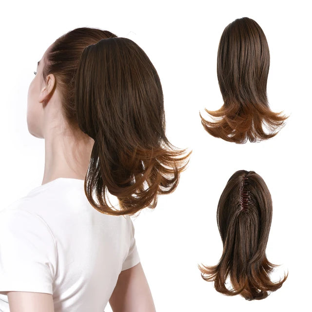 High Quality Synthetic Claw Clip In Hairpiece Lady Ponytail Hair Extension Fake Hair Wavy Overhead Tail Blonde Smooth Horsetail - MONA HAIR 