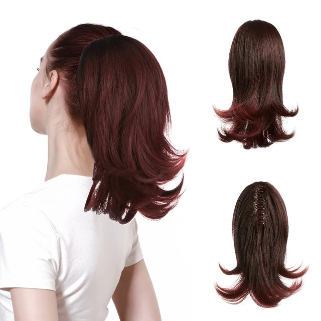High Quality Synthetic Claw Clip In Hairpiece Lady Ponytail Hair Extension Fake Hair Wavy Overhead Tail Blonde Smooth Horsetail - MONA HAIR 