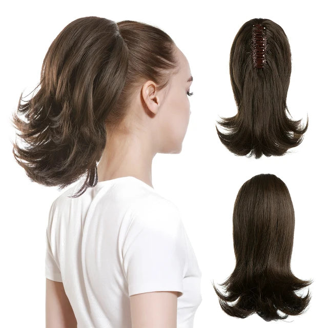 High Quality Synthetic Claw Clip In Hairpiece Lady Ponytail Hair Extension Fake Hair Wavy Overhead Tail Blonde Smooth Horsetail - MONA HAIR 