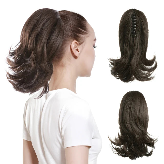 High Quality Synthetic Claw Clip In Hairpiece Lady Ponytail Hair Extension Fake Hair Wavy Overhead Tail Blonde Smooth Horsetail - MONA HAIR 