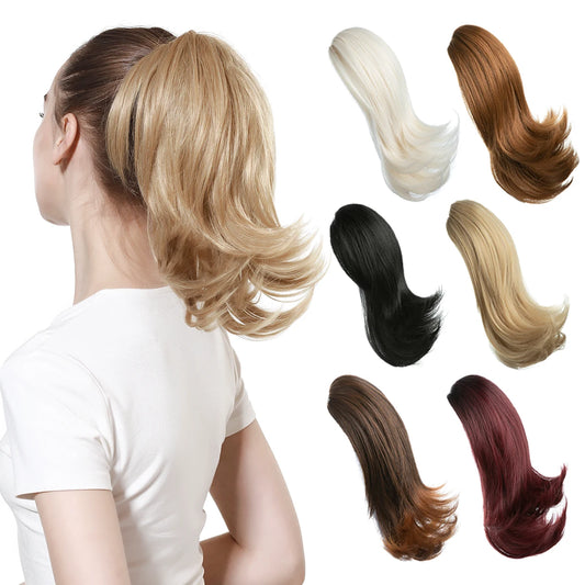 High Quality Synthetic Claw Clip In Hairpiece Lady Ponytail Hair Extension Fake Hair Wavy Overhead Tail Blonde Smooth Horsetail - MONA HAIR 
