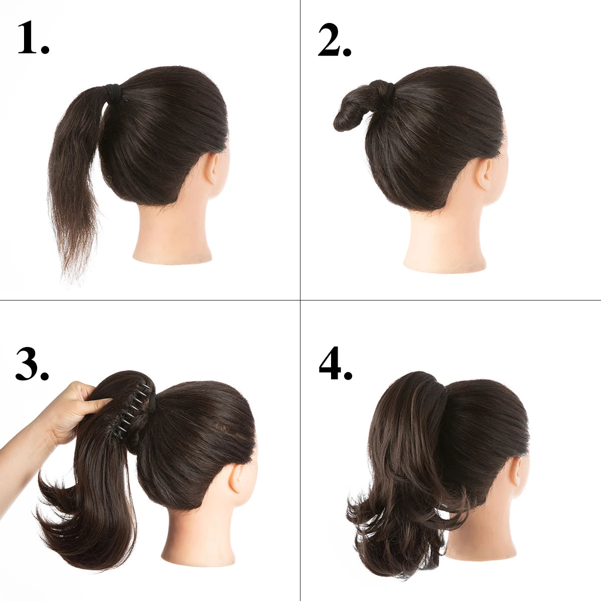 High Quality Synthetic Claw Clip In Hairpiece Lady Ponytail Hair Extension Fake Hair Wavy Overhead Tail Blonde Smooth Horsetail - MONA HAIR 