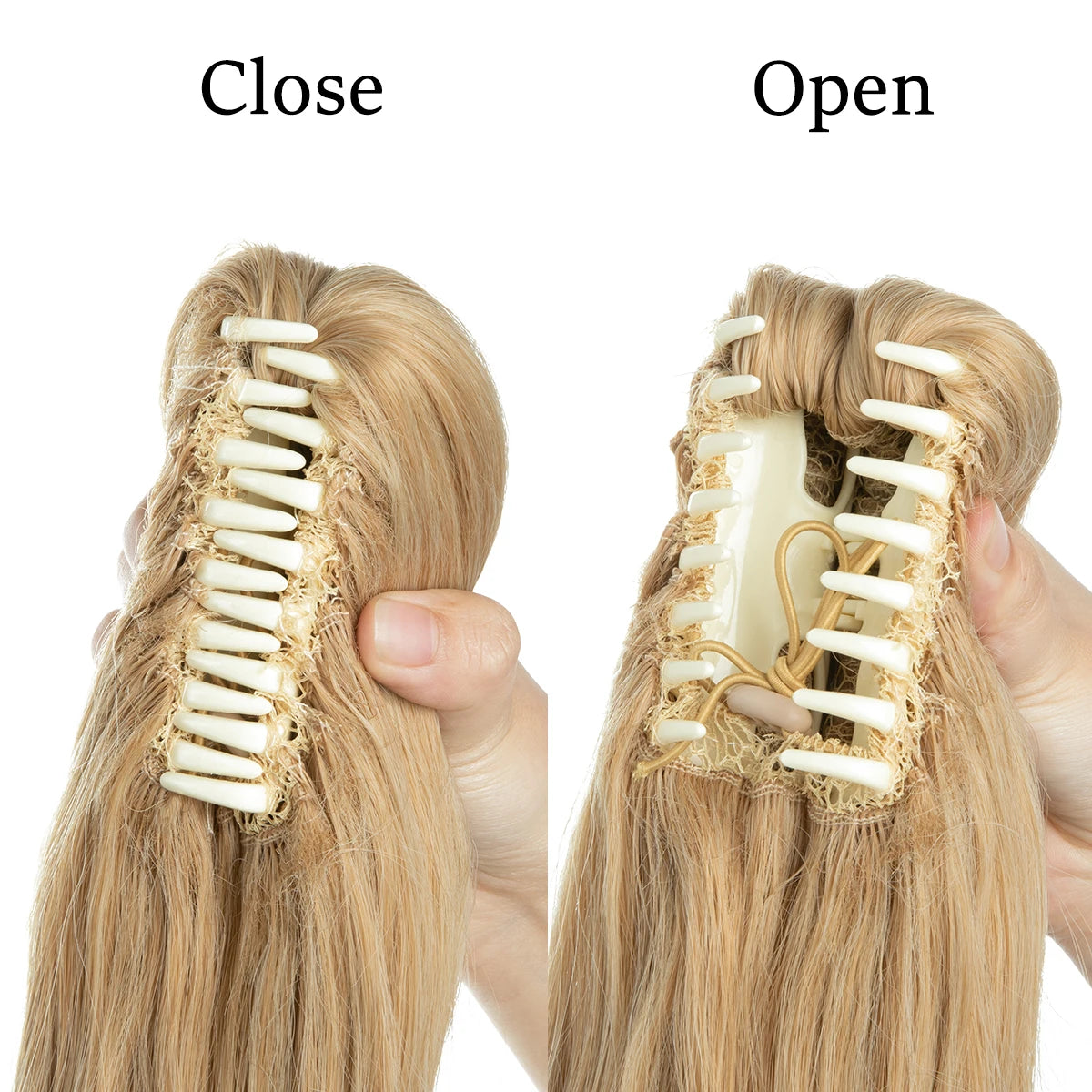 High Quality Synthetic Claw Clip In Hairpiece Lady Ponytail Hair Extension Fake Hair Wavy Overhead Tail Blonde Smooth Horsetail - MONA HAIR 