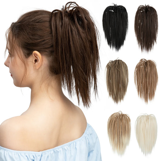 High Temperature Synthetic Short Straight Claw Clip In Ponytail Extensions Elegant Daily Hairpiece Fake Hair for Women - MONA HAIR 