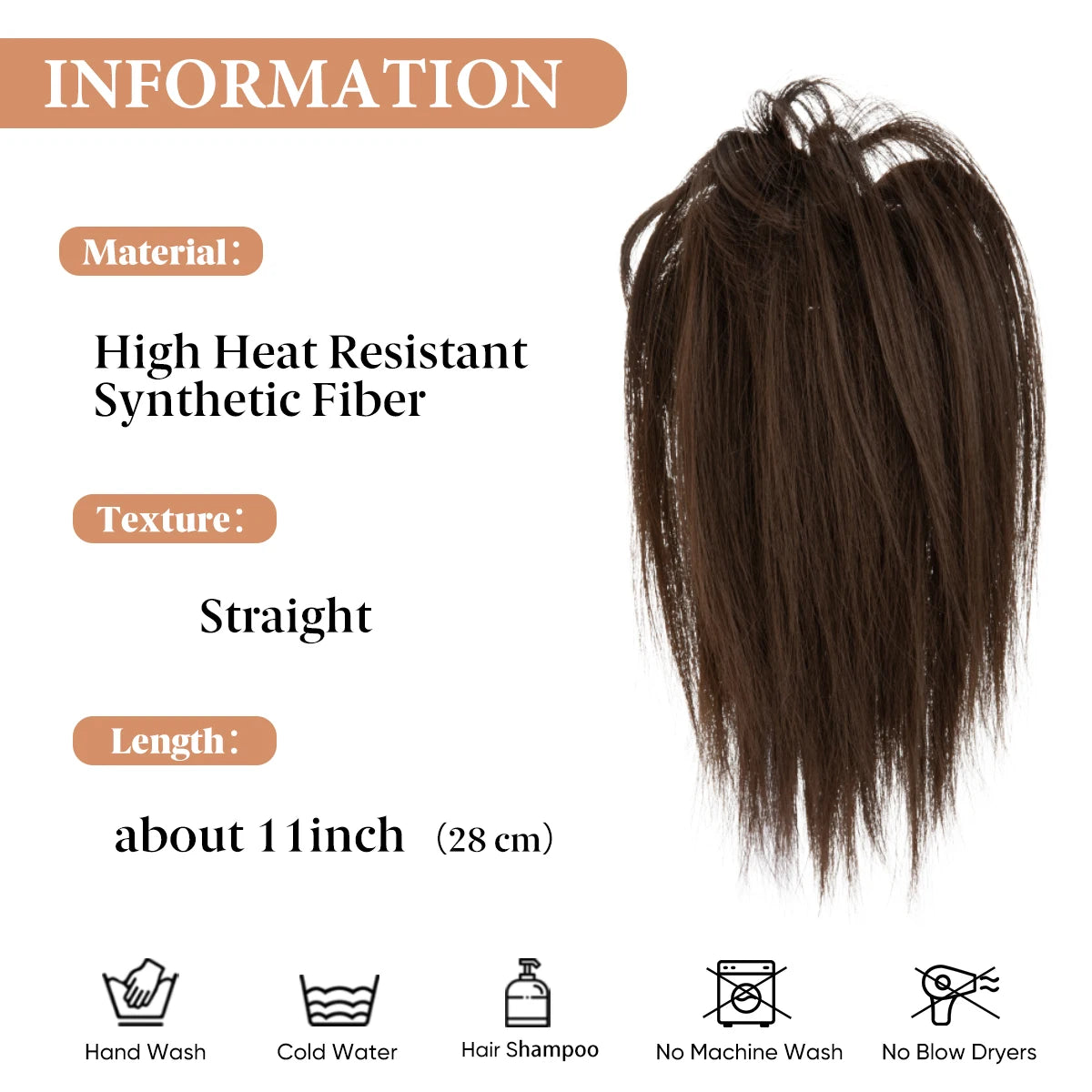 High Temperature Synthetic Short Straight Claw Clip In Ponytail Extensions Elegant Daily Hairpiece Fake Hair for Women - MONA HAIR 