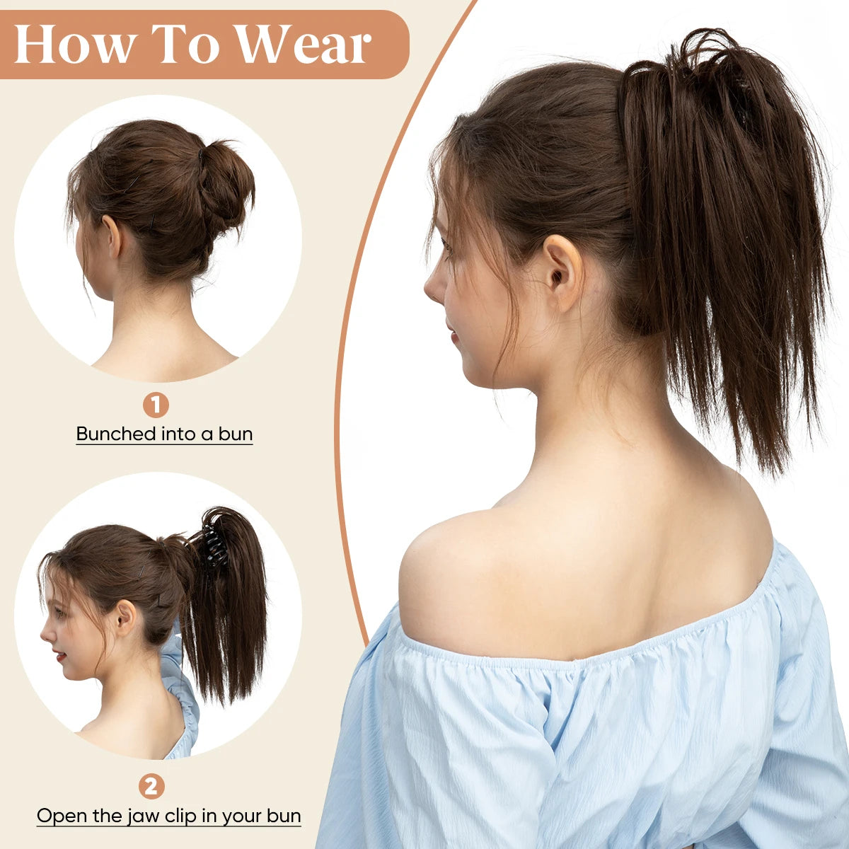 High Temperature Synthetic Short Straight Claw Clip In Ponytail Extensions Elegant Daily Hairpiece Fake Hair for Women - MONA HAIR 