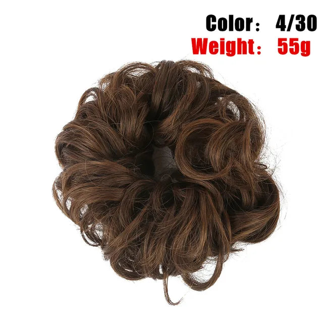 Messy Hair Bun ElasticSynthetic Scrunchie Hairpieces for Women Chignon Updo Donut Curly Hair Rope Rubber Band Wrap Ponytail - MONA HAIR 