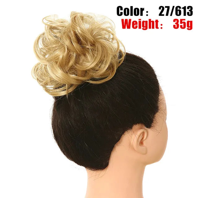 Messy Hair Bun ElasticSynthetic Scrunchie Hairpieces for Women Chignon Updo Donut Curly Hair Rope Rubber Band Wrap Ponytail - MONA HAIR 