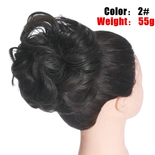 Messy Hair Bun ElasticSynthetic Scrunchie Hairpieces for Women Chignon Updo Donut Curly Hair Rope Rubber Band Wrap Ponytail - MONA HAIR 