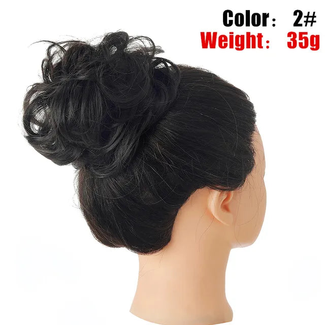 Messy Hair Bun ElasticSynthetic Scrunchie Hairpieces for Women Chignon Updo Donut Curly Hair Rope Rubber Band Wrap Ponytail - MONA HAIR 