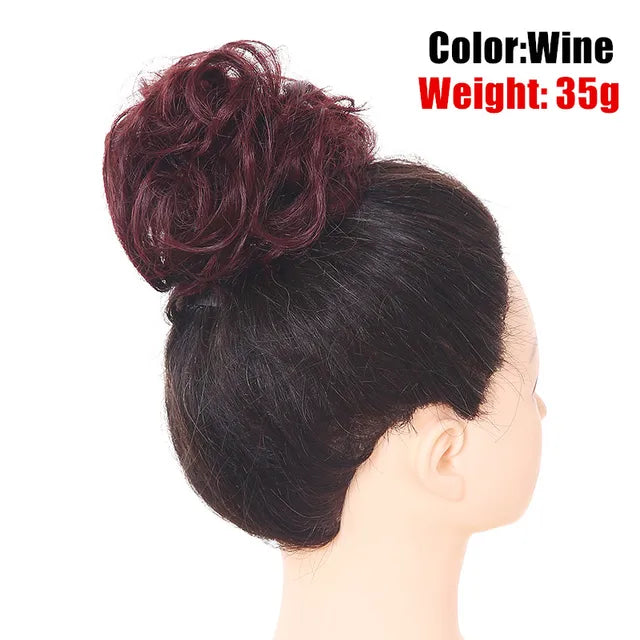 Messy Hair Bun ElasticSynthetic Scrunchie Hairpieces for Women Chignon Updo Donut Curly Hair Rope Rubber Band Wrap Ponytail - MONA HAIR 