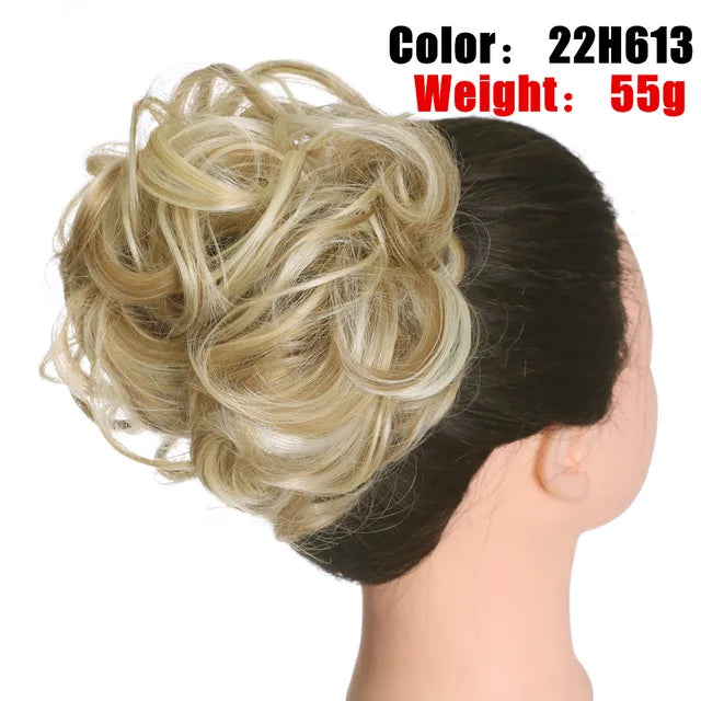 Messy Hair Bun ElasticSynthetic Scrunchie Hairpieces for Women Chignon Updo Donut Curly Hair Rope Rubber Band Wrap Ponytail - MONA HAIR 