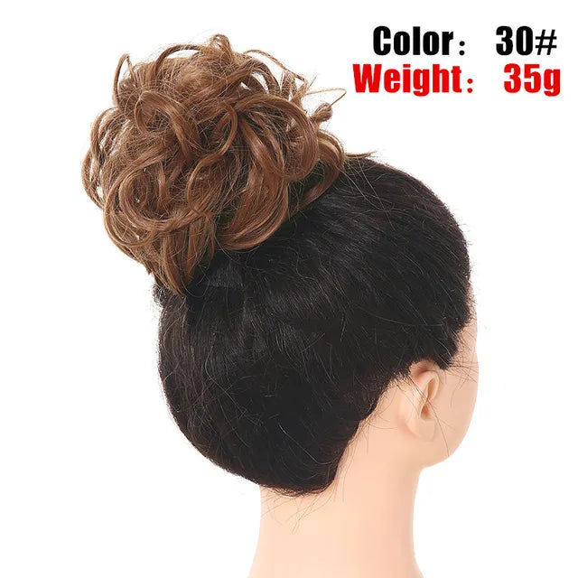 Messy Hair Bun ElasticSynthetic Scrunchie Hairpieces for Women Chignon Updo Donut Curly Hair Rope Rubber Band Wrap Ponytail - MONA HAIR 