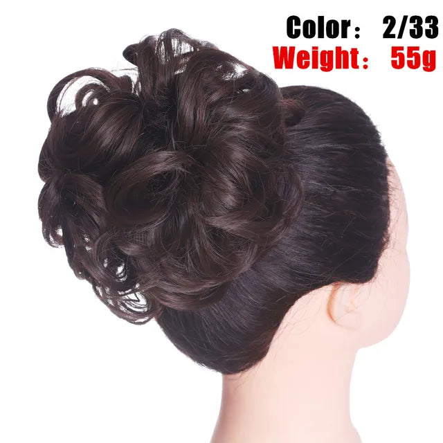 Messy Hair Bun ElasticSynthetic Scrunchie Hairpieces for Women Chignon Updo Donut Curly Hair Rope Rubber Band Wrap Ponytail - MONA HAIR 