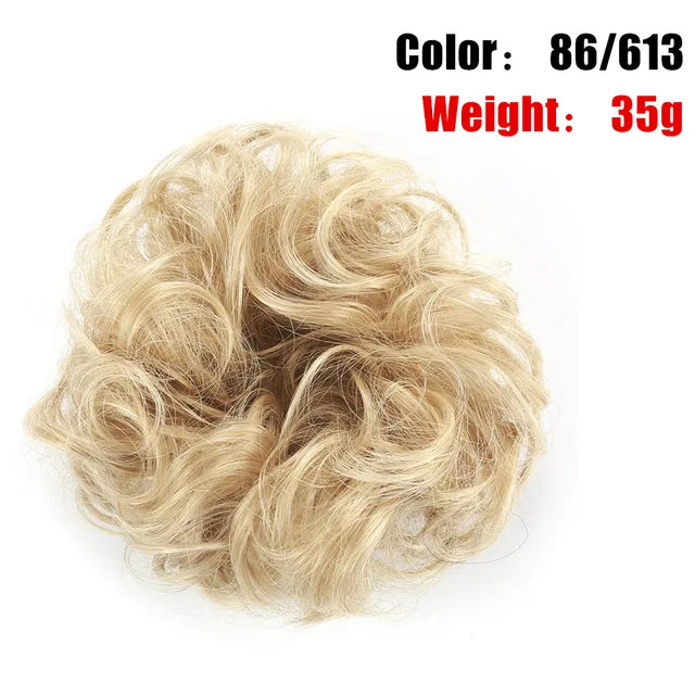 Messy Hair Bun ElasticSynthetic Scrunchie Hairpieces for Women Chignon Updo Donut Curly Hair Rope Rubber Band Wrap Ponytail - MONA HAIR 