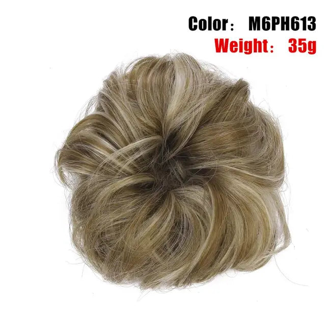 Messy Hair Bun ElasticSynthetic Scrunchie Hairpieces for Women Chignon Updo Donut Curly Hair Rope Rubber Band Wrap Ponytail - MONA HAIR 
