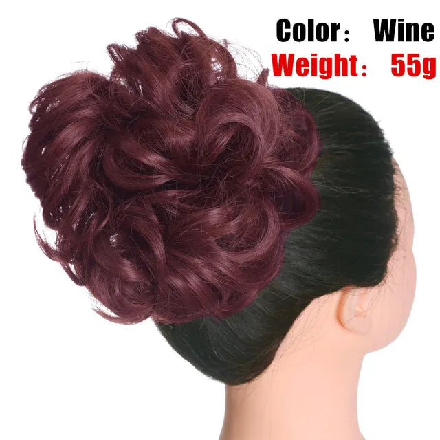 Messy Hair Bun ElasticSynthetic Scrunchie Hairpieces for Women Chignon Updo Donut Curly Hair Rope Rubber Band Wrap Ponytail - MONA HAIR 