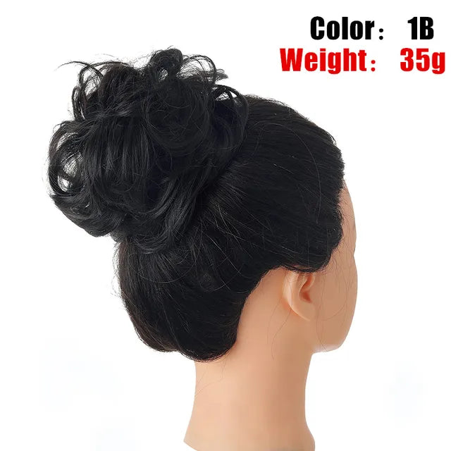 Messy Hair Bun ElasticSynthetic Scrunchie Hairpieces for Women Chignon Updo Donut Curly Hair Rope Rubber Band Wrap Ponytail - MONA HAIR 
