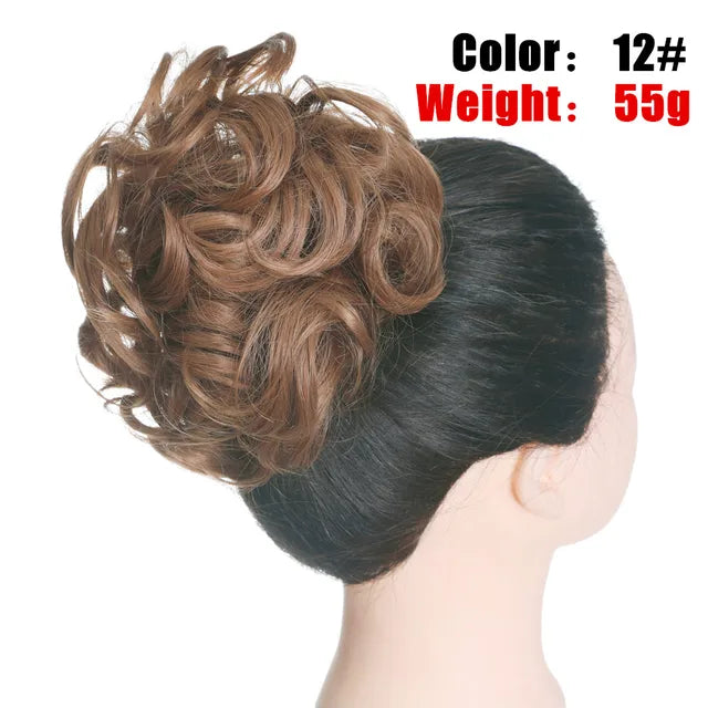 Messy Hair Bun ElasticSynthetic Scrunchie Hairpieces for Women Chignon Updo Donut Curly Hair Rope Rubber Band Wrap Ponytail - MONA HAIR 