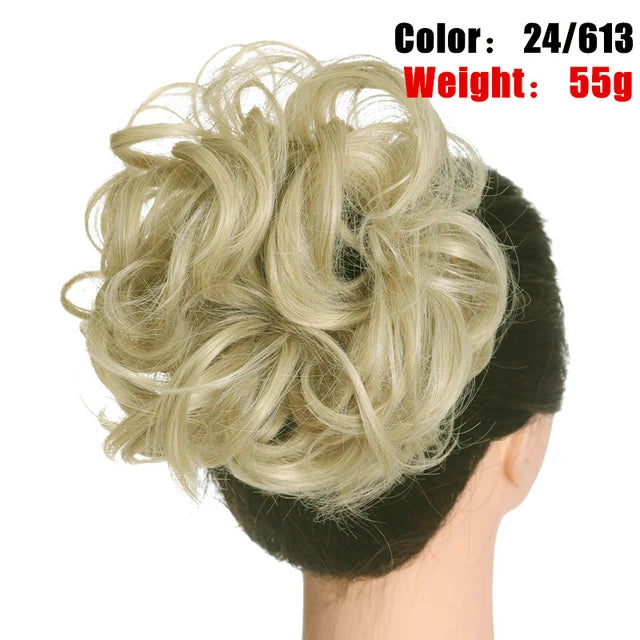 Messy Hair Bun ElasticSynthetic Scrunchie Hairpieces for Women Chignon Updo Donut Curly Hair Rope Rubber Band Wrap Ponytail - MONA HAIR 