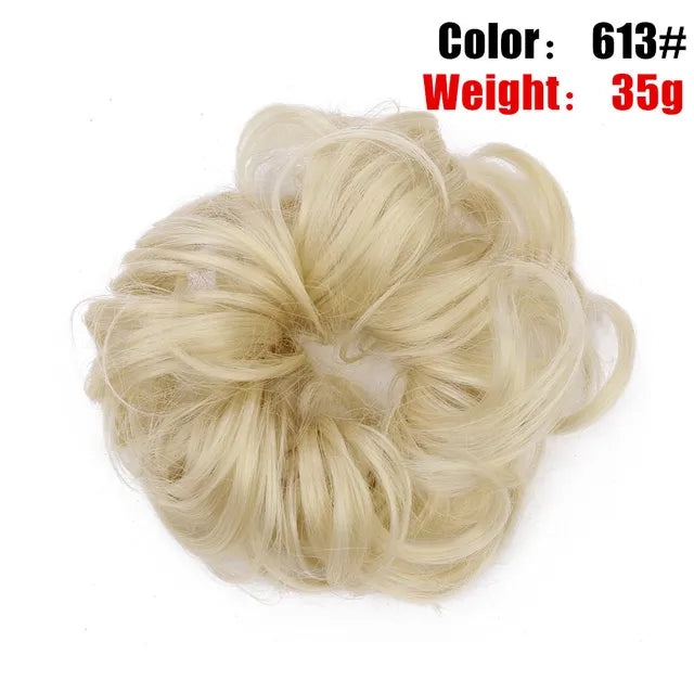 Messy Hair Bun ElasticSynthetic Scrunchie Hairpieces for Women Chignon Updo Donut Curly Hair Rope Rubber Band Wrap Ponytail - MONA HAIR 