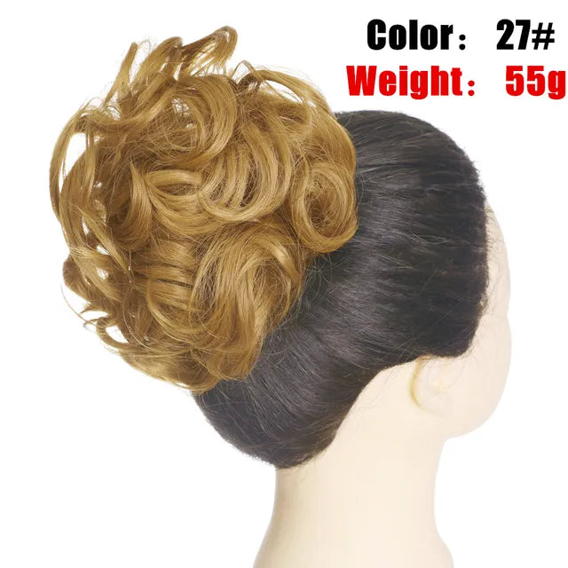 Messy Hair Bun ElasticSynthetic Scrunchie Hairpieces for Women Chignon Updo Donut Curly Hair Rope Rubber Band Wrap Ponytail - MONA HAIR 