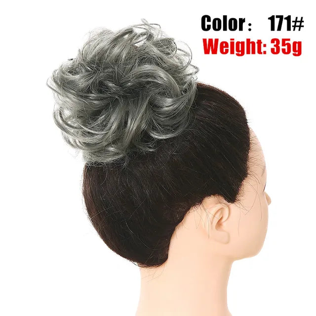 Messy Hair Bun ElasticSynthetic Scrunchie Hairpieces for Women Chignon Updo Donut Curly Hair Rope Rubber Band Wrap Ponytail - MONA HAIR 