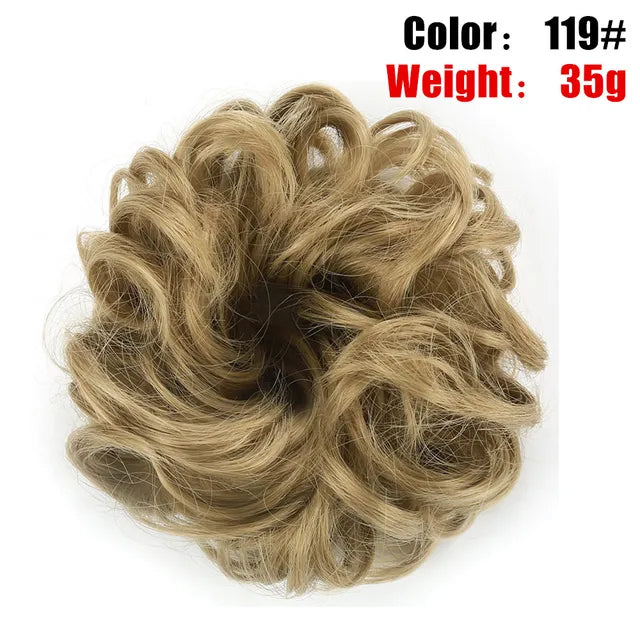 Messy Hair Bun ElasticSynthetic Scrunchie Hairpieces for Women Chignon Updo Donut Curly Hair Rope Rubber Band Wrap Ponytail - MONA HAIR 