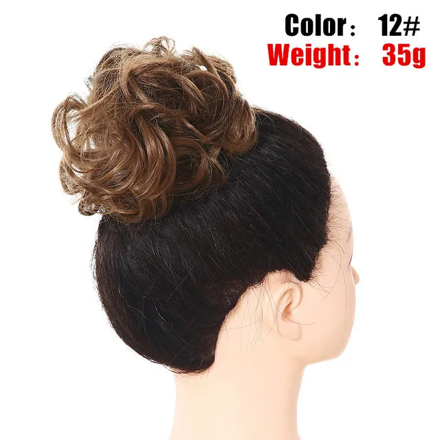 Messy Hair Bun ElasticSynthetic Scrunchie Hairpieces for Women Chignon Updo Donut Curly Hair Rope Rubber Band Wrap Ponytail - MONA HAIR 