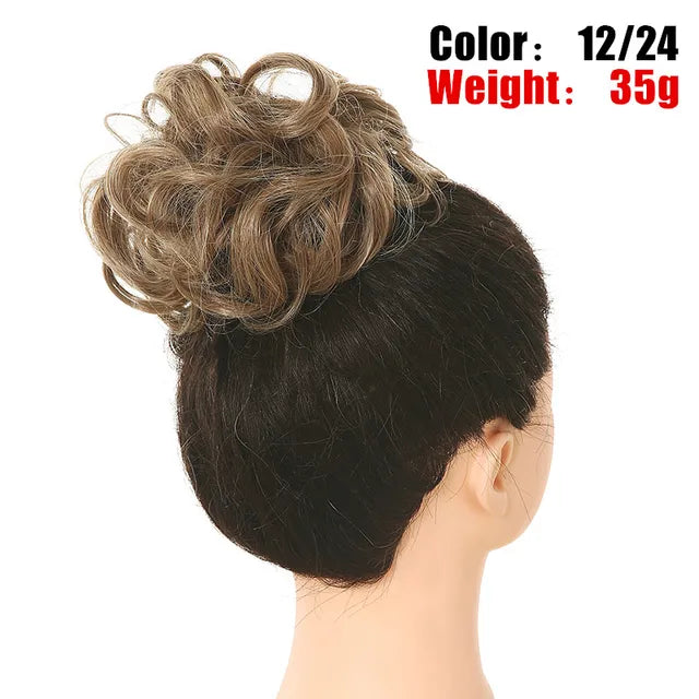 Messy Hair Bun ElasticSynthetic Scrunchie Hairpieces for Women Chignon Updo Donut Curly Hair Rope Rubber Band Wrap Ponytail - MONA HAIR 