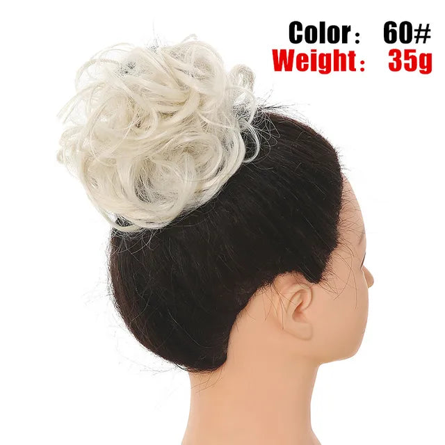 Messy Hair Bun ElasticSynthetic Scrunchie Hairpieces for Women Chignon Updo Donut Curly Hair Rope Rubber Band Wrap Ponytail - MONA HAIR 