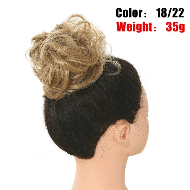 Messy Hair Bun ElasticSynthetic Scrunchie Hairpieces for Women Chignon Updo Donut Curly Hair Rope Rubber Band Wrap Ponytail - MONA HAIR 