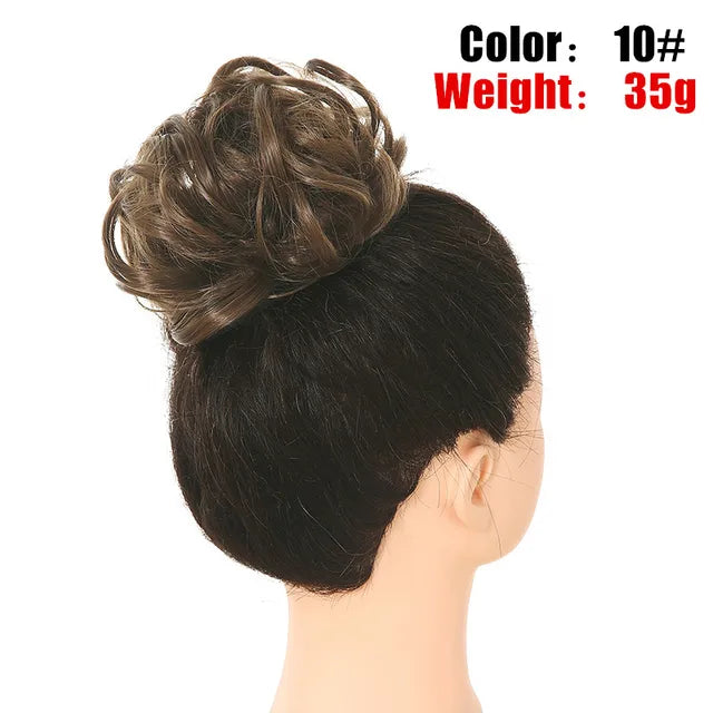 Messy Hair Bun ElasticSynthetic Scrunchie Hairpieces for Women Chignon Updo Donut Curly Hair Rope Rubber Band Wrap Ponytail - MONA HAIR 
