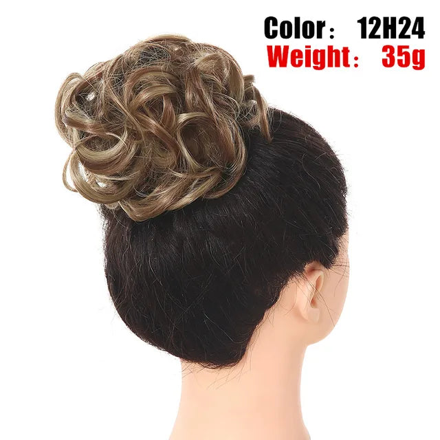 Messy Hair Bun ElasticSynthetic Scrunchie Hairpieces for Women Chignon Updo Donut Curly Hair Rope Rubber Band Wrap Ponytail - MONA HAIR 