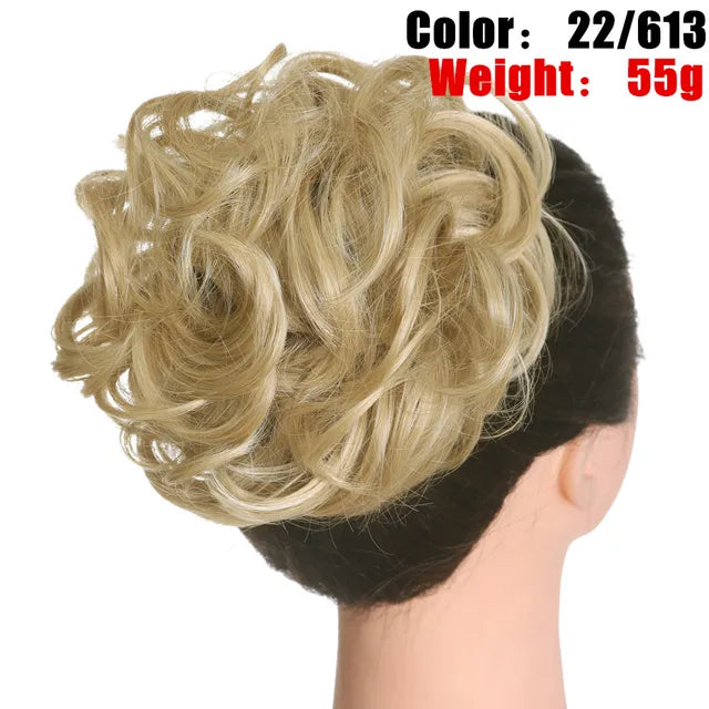 Messy Hair Bun ElasticSynthetic Scrunchie Hairpieces for Women Chignon Updo Donut Curly Hair Rope Rubber Band Wrap Ponytail - MONA HAIR 