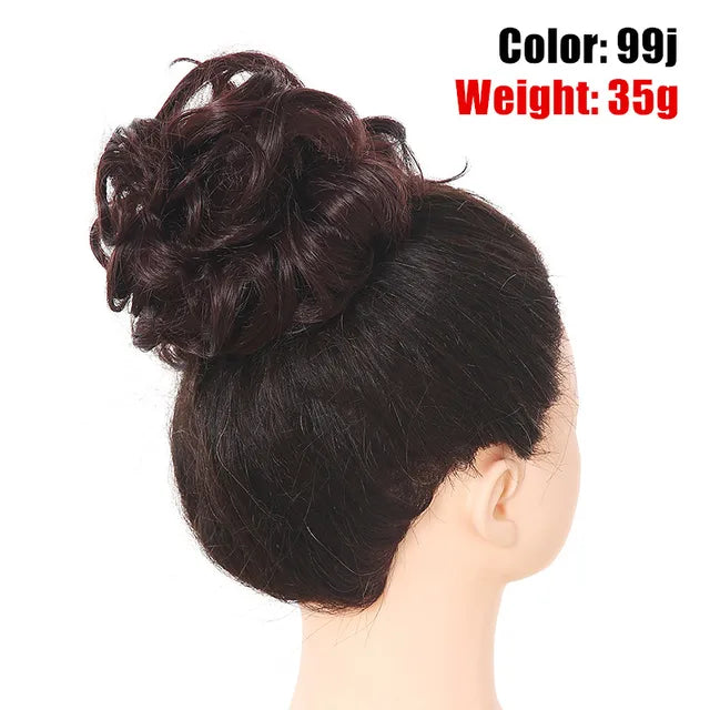 Messy Hair Bun ElasticSynthetic Scrunchie Hairpieces for Women Chignon Updo Donut Curly Hair Rope Rubber Band Wrap Ponytail - MONA HAIR 